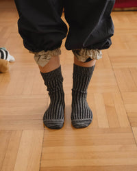 Rib Overankle Socks - BLACK MELANGE / 36-39