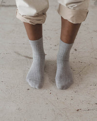 Rib Sokken Boven De Enkel - GREY MELANGE / 36-39