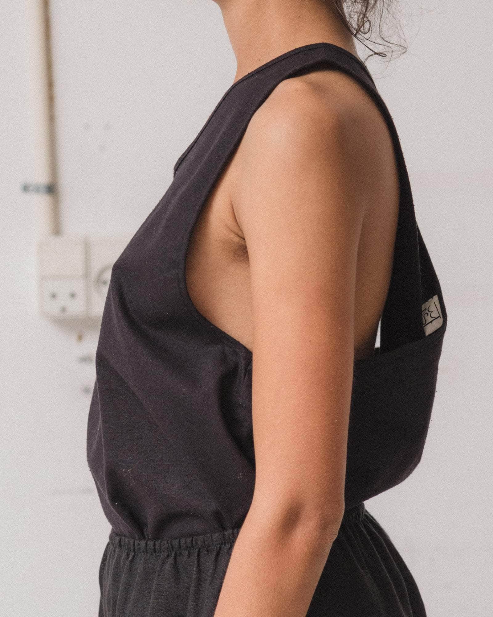 Apron Top in Black | Wild silk | Baserange