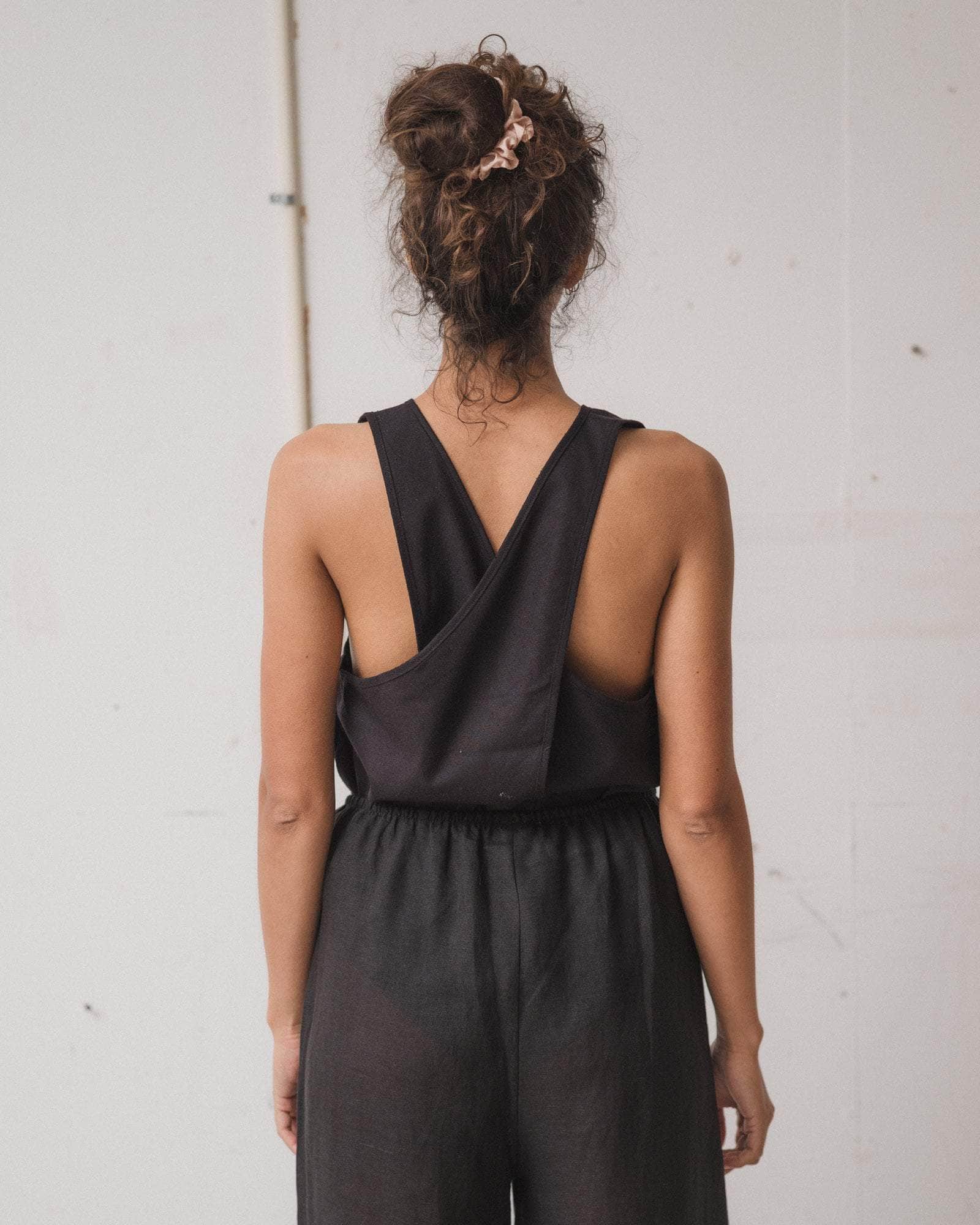 Apron Top in Black | Wild silk | Baserange