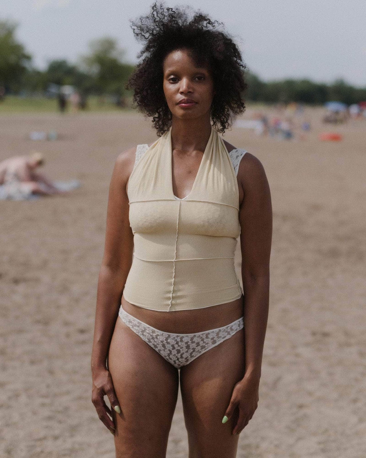 baserange Top cinder dos-nu - Fin coton biologique côtelé