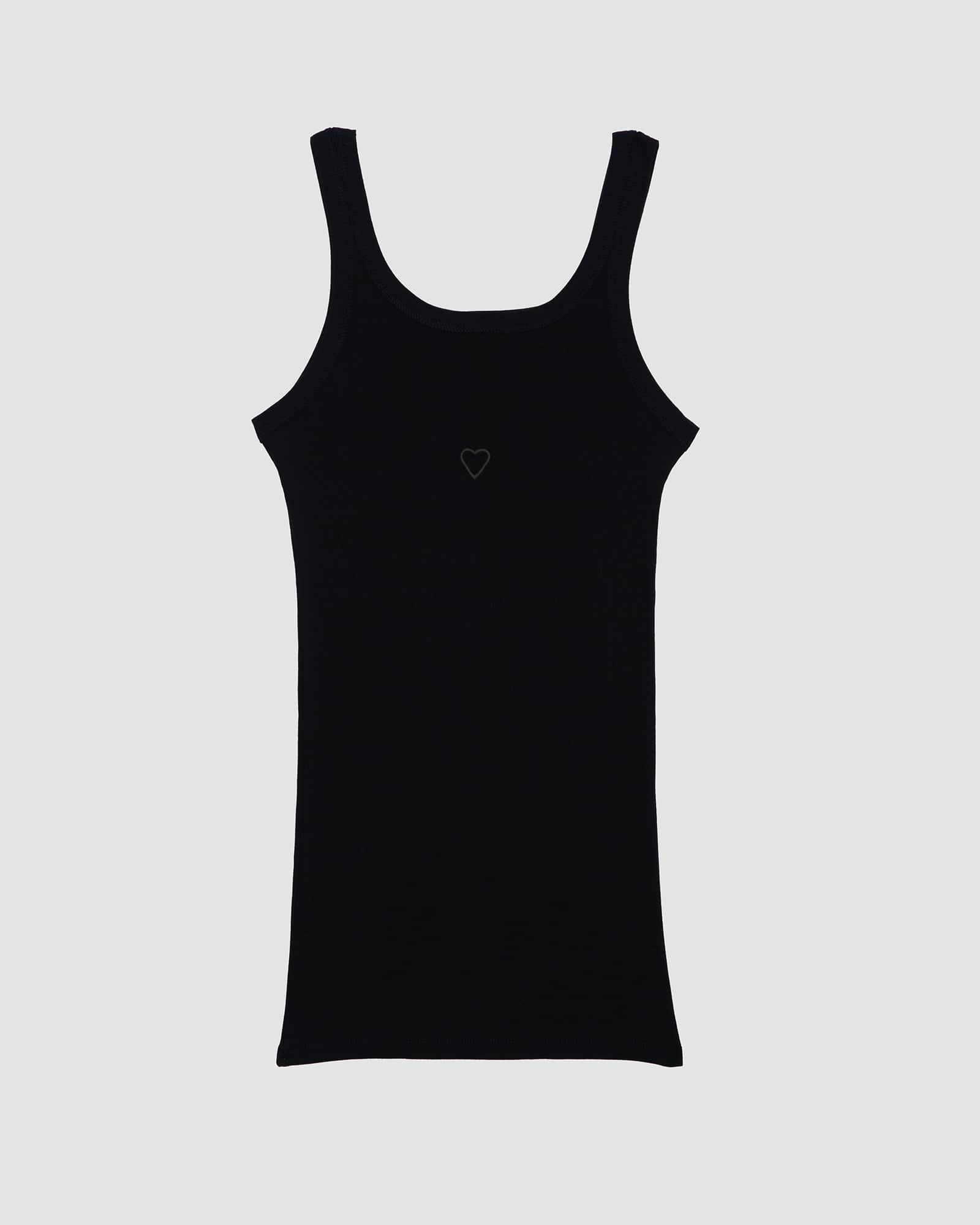 Heart タンクトップ in Black | オーガニックコットンリブ | Baserange