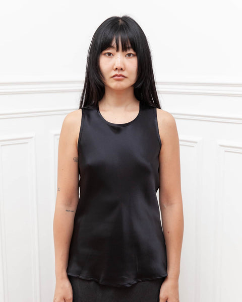 Dydine Tank in Black | Silk satin | Baserange