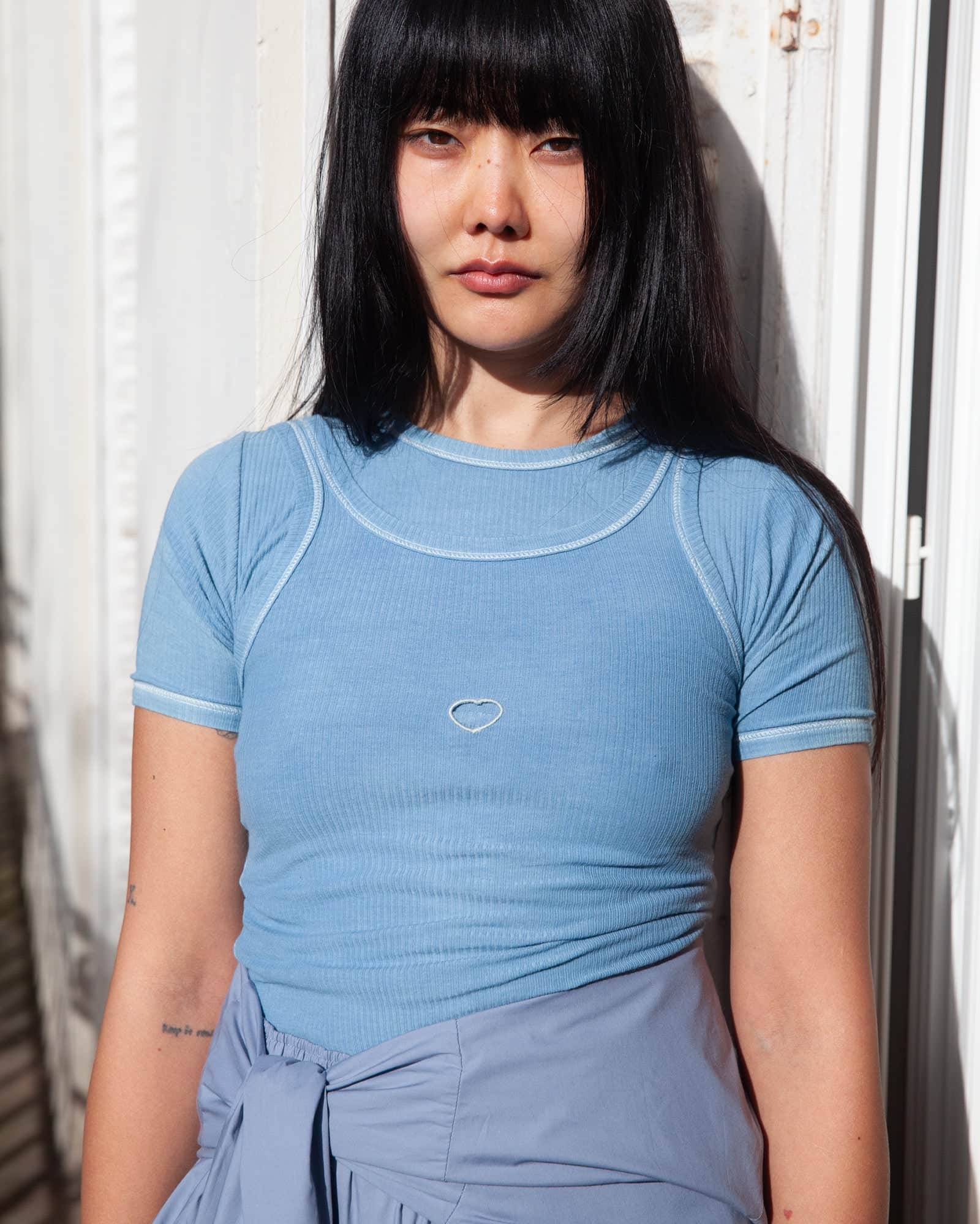 Heart Tank in Isatis blue | Organic cotton rib | Baserange