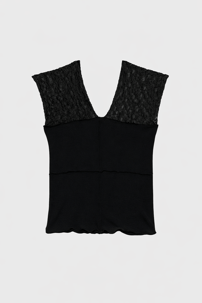 Nehru Tank in Black | Organic cotton lace | Baserange