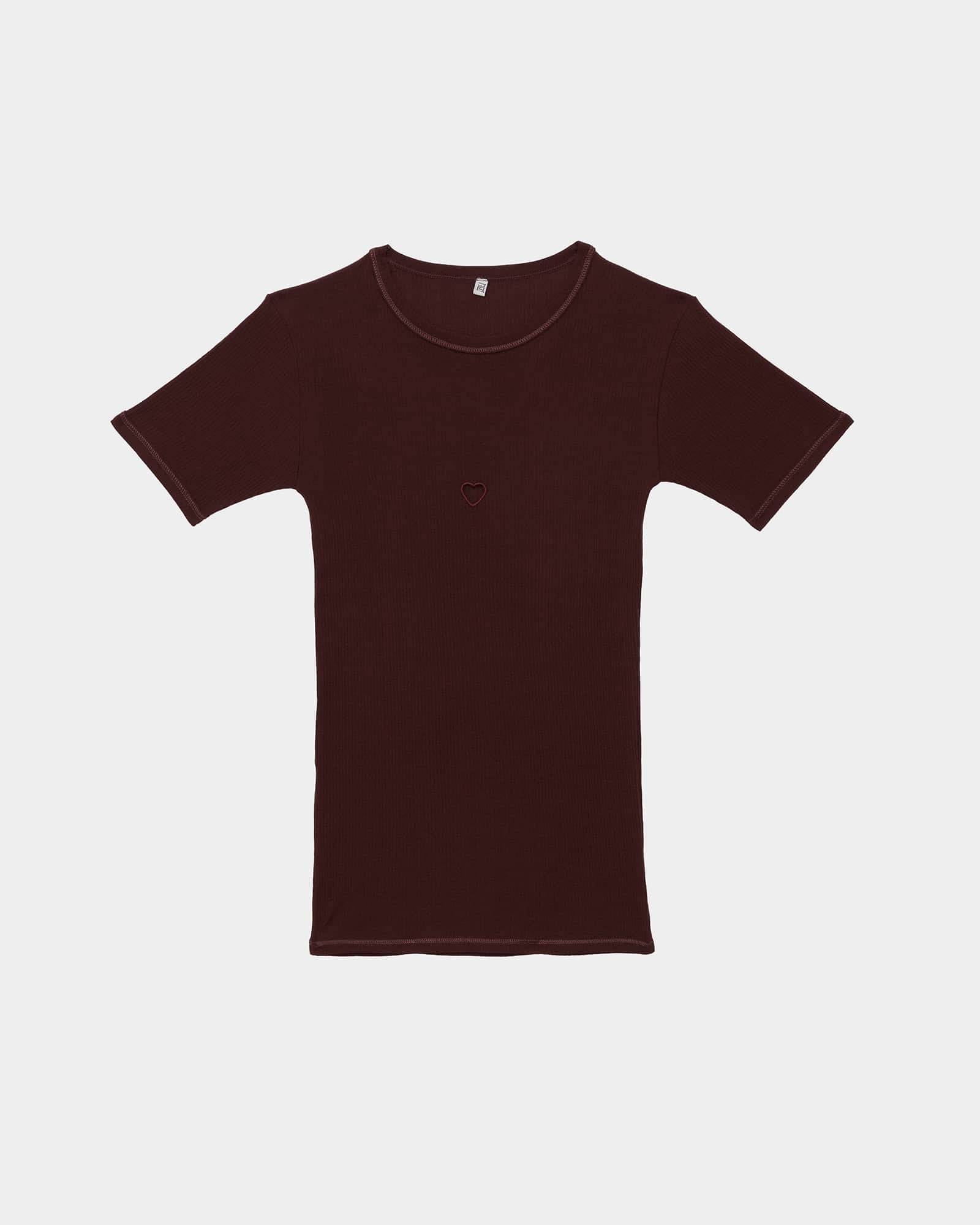 Heart Tee Shirt in Nara red | Organic cotton rib | Baserange