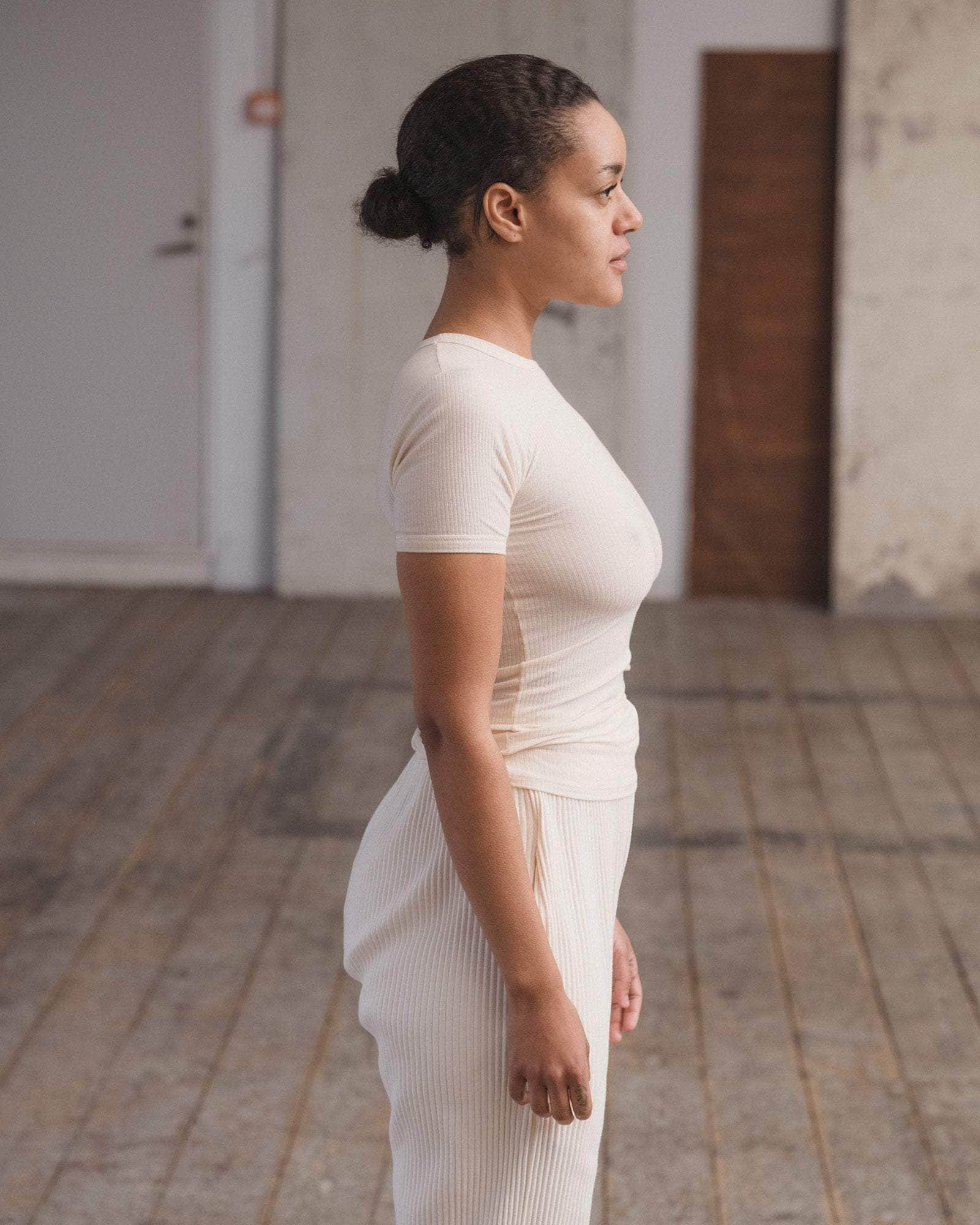 Heart ティー シャツ in Undyed | オーガニックコットンリブ | Baserange