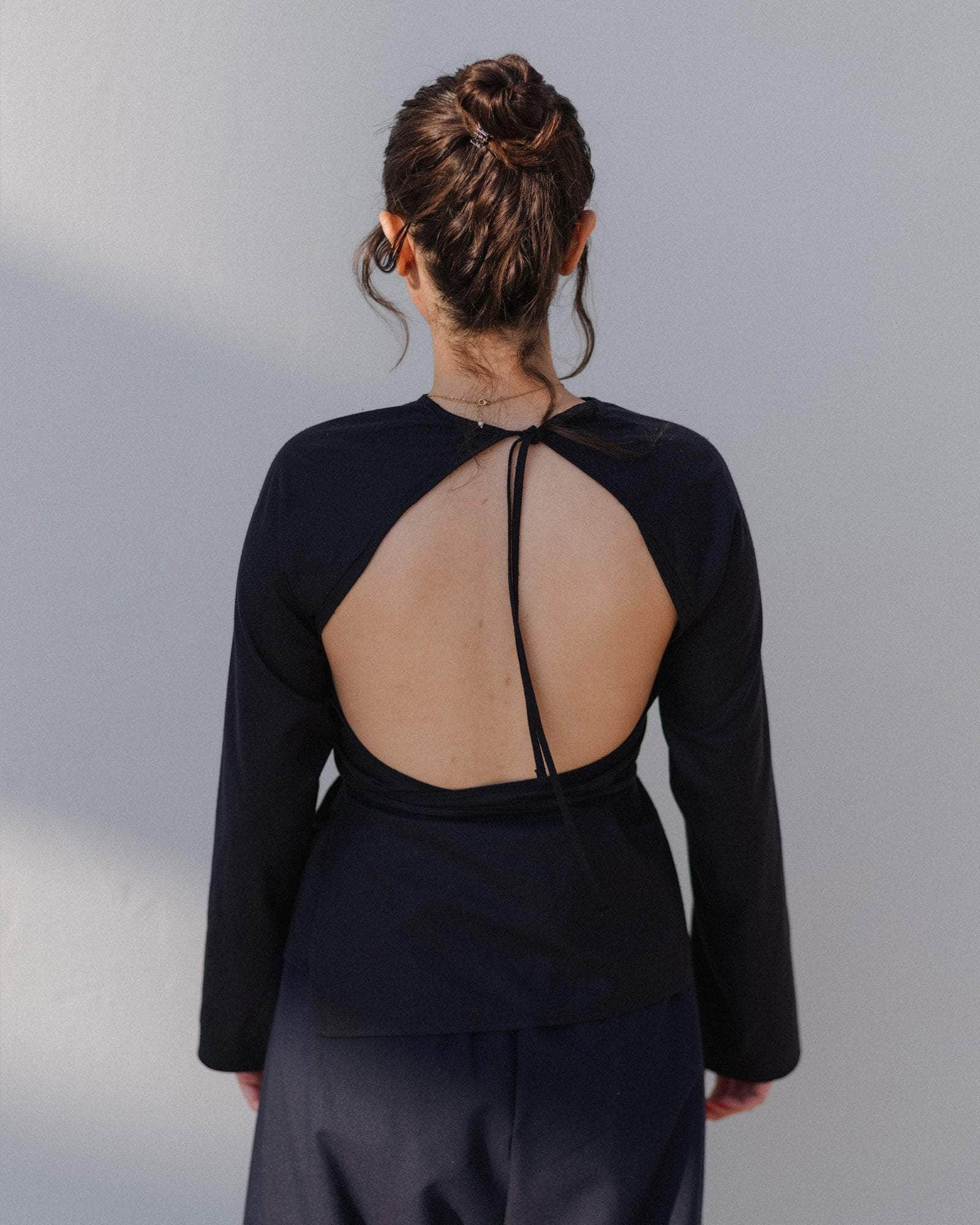 BASERANGE Tee Shirts Long Sleeve Apron Top