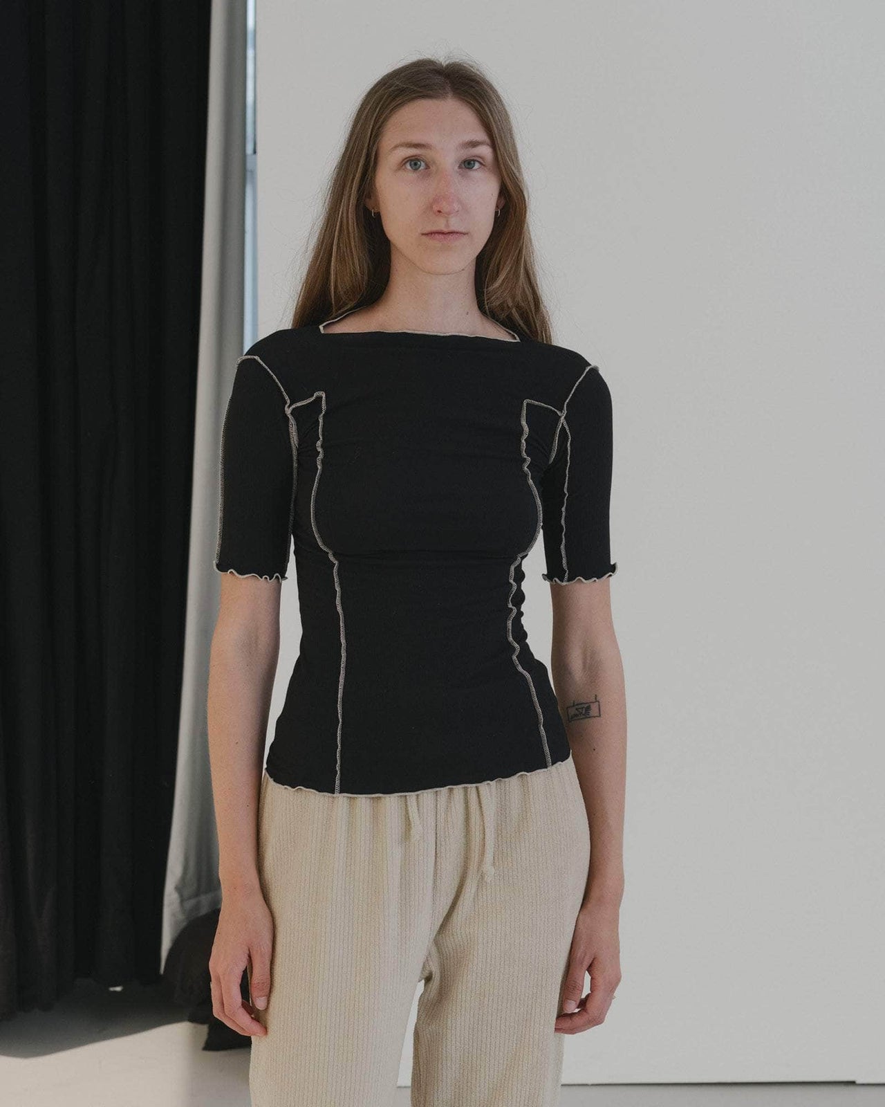 baserange T-shirt omato 3/4 - Fin coton biologique côtelé