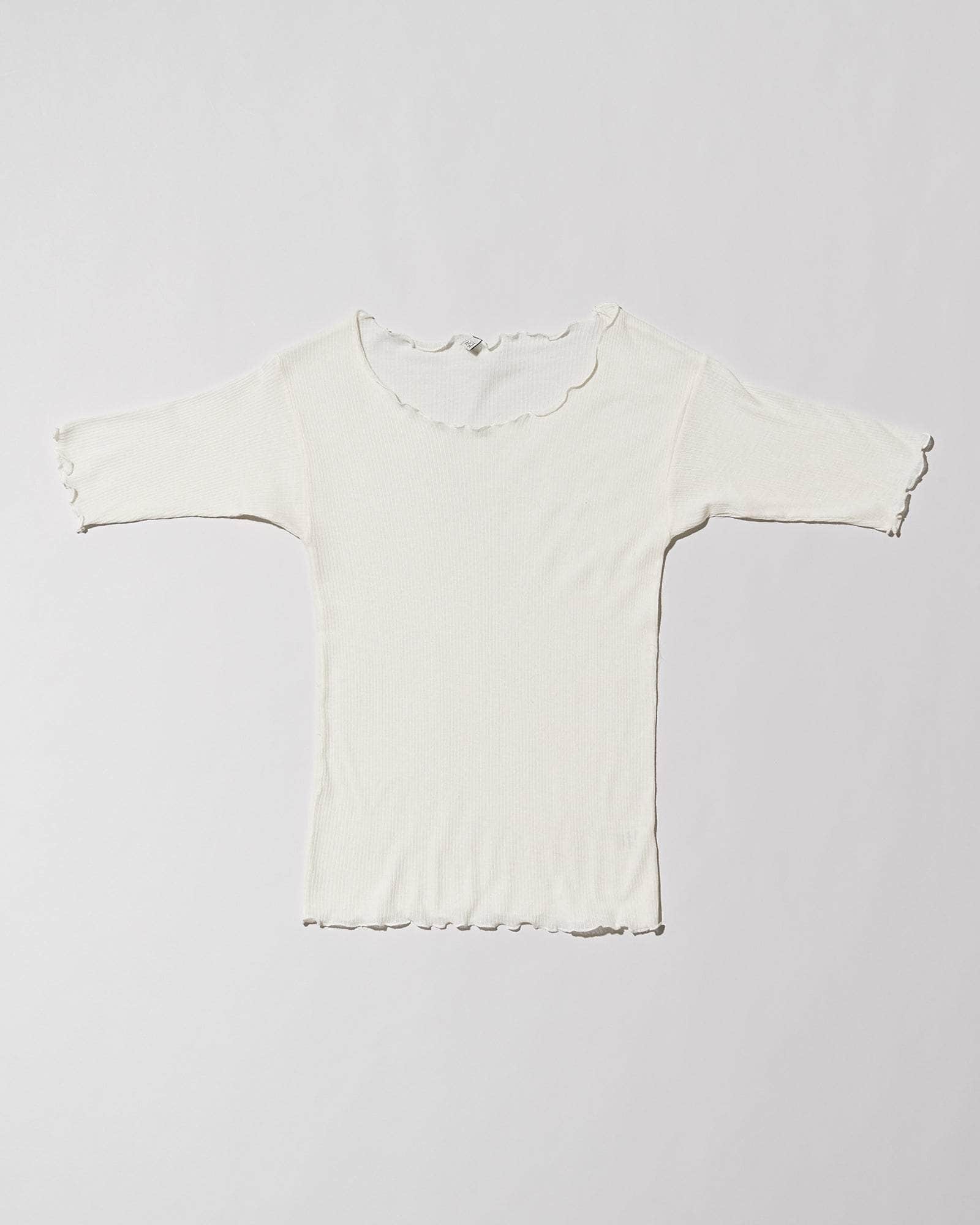 Pama 3/4 Tee Shirt in Off white | Fine organic cotton rib | Baserange