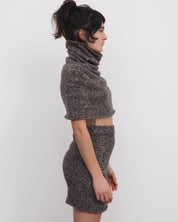 BASERANGE Top Shrug BLACK/CAMEL MELANGE / ONE SIZE Tope Shrug Small
