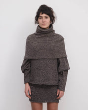 BASERANGE Top Shrug BLACK/CAMEL MELANGE / ONE SIZE Tope Shrug Small