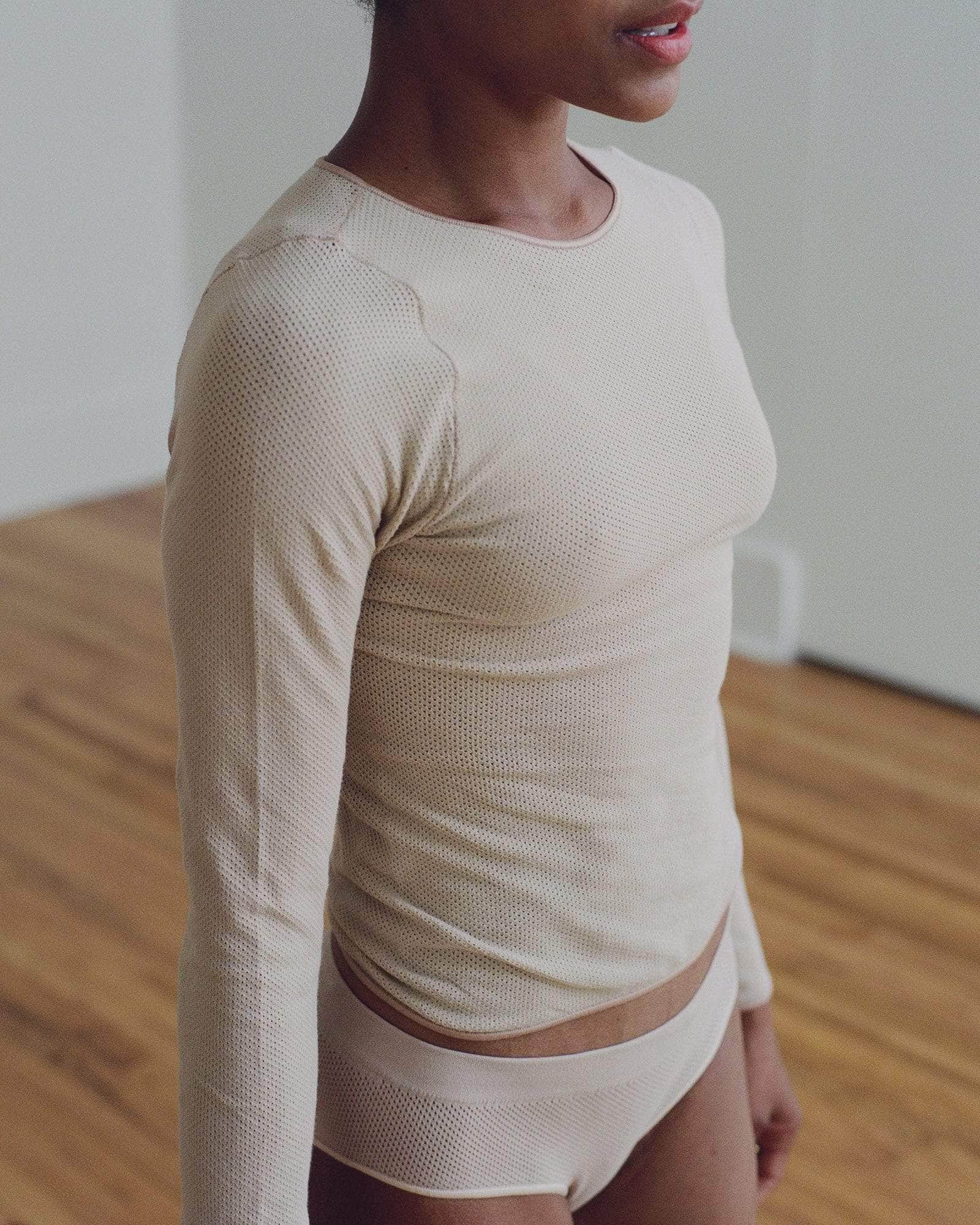 ピース BASERANGE GEN long sleeve BEIGE L Beige & Yellow Gene Long Sleeve T-Shirt by Baserange on Sale