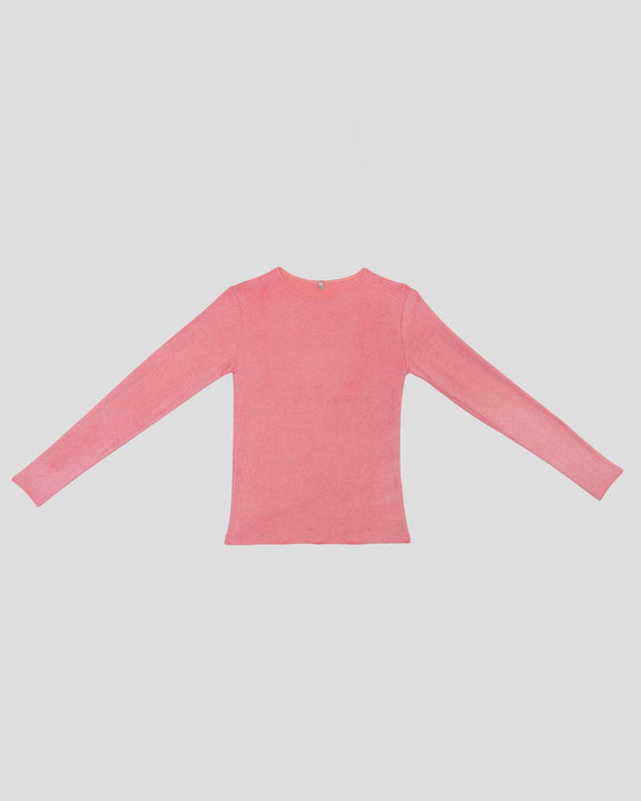 Baserange ベースレンジ ベロア ピンク オモ ロングスリーブTシャツ