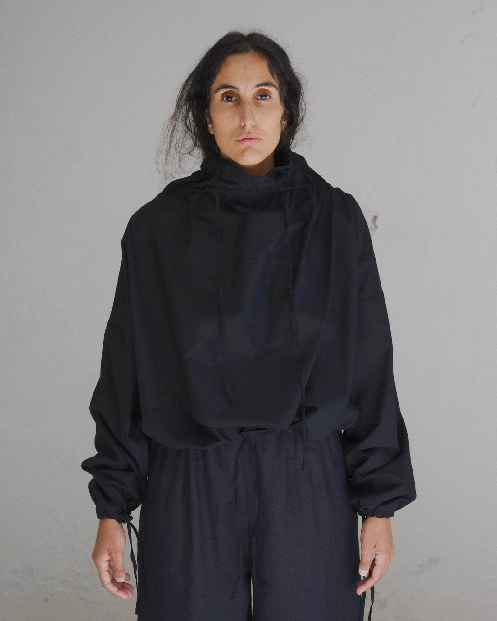 baserange point top フード付き ブラウス ブラック baserange point top フード付き ブラウス ブラック