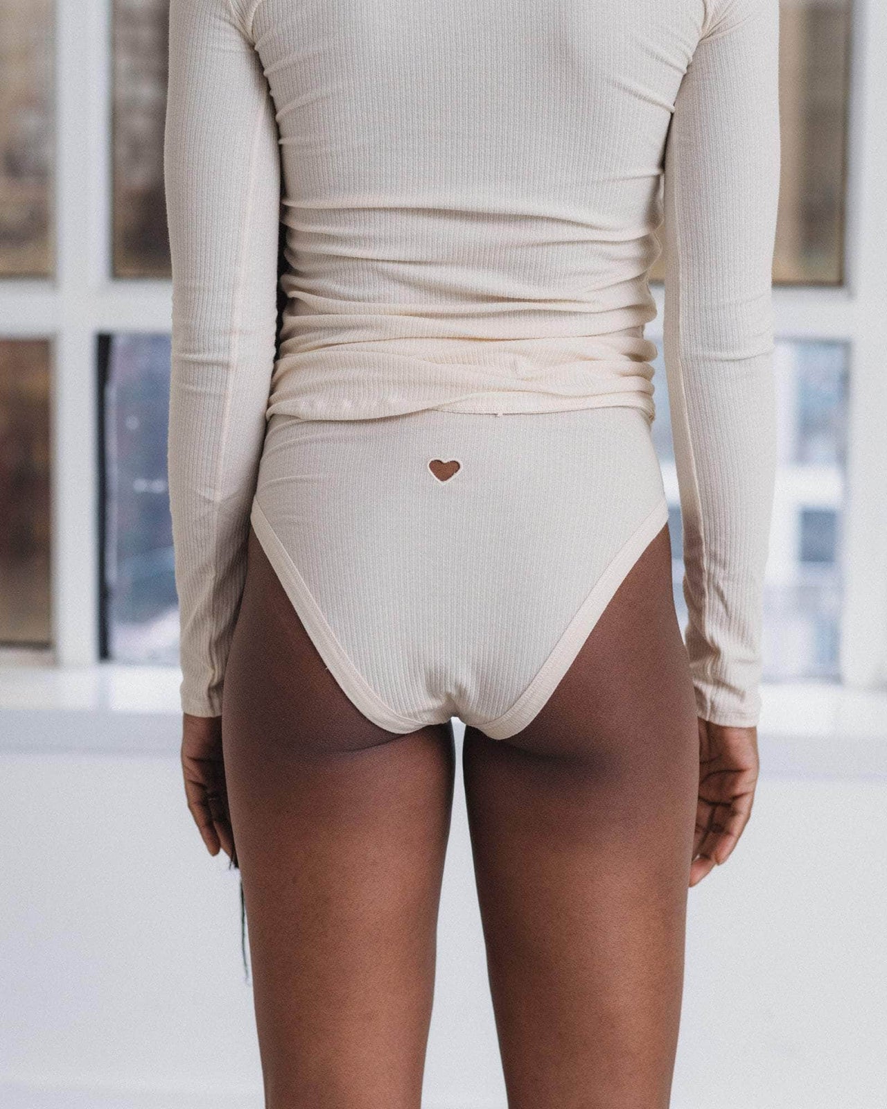 baserange culotte heart bell taille haute - Fin coton biologique côtelé