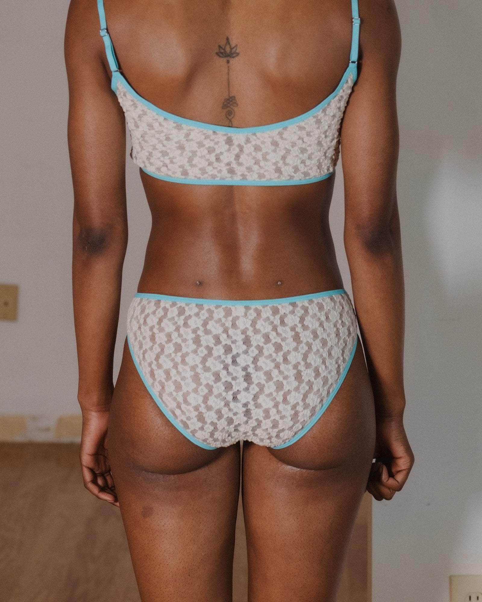 Musial Pants in Undyed / turquoise | Organic cotton lace | Baserange