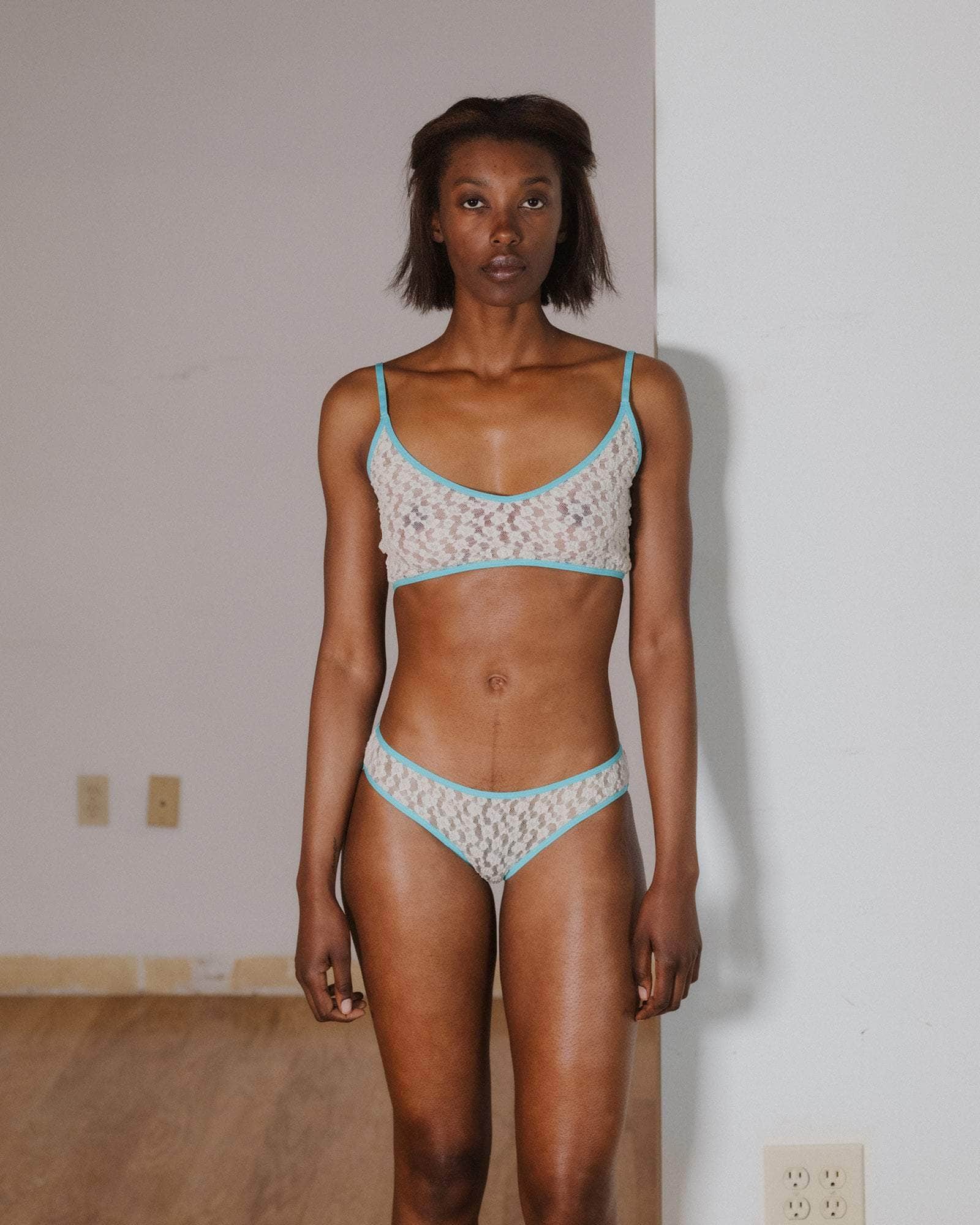 Musial Pants in Undyed / turquoise | Organic cotton lace | Baserange