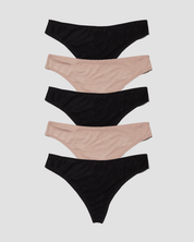 Baserange Underpants Pack - 5 Enna Thong (Black / Haptic)
