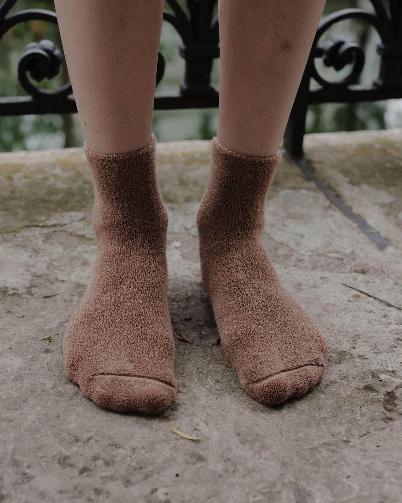 baserange Chaussettes mi-hautes à boucles - Coton biologique texturé