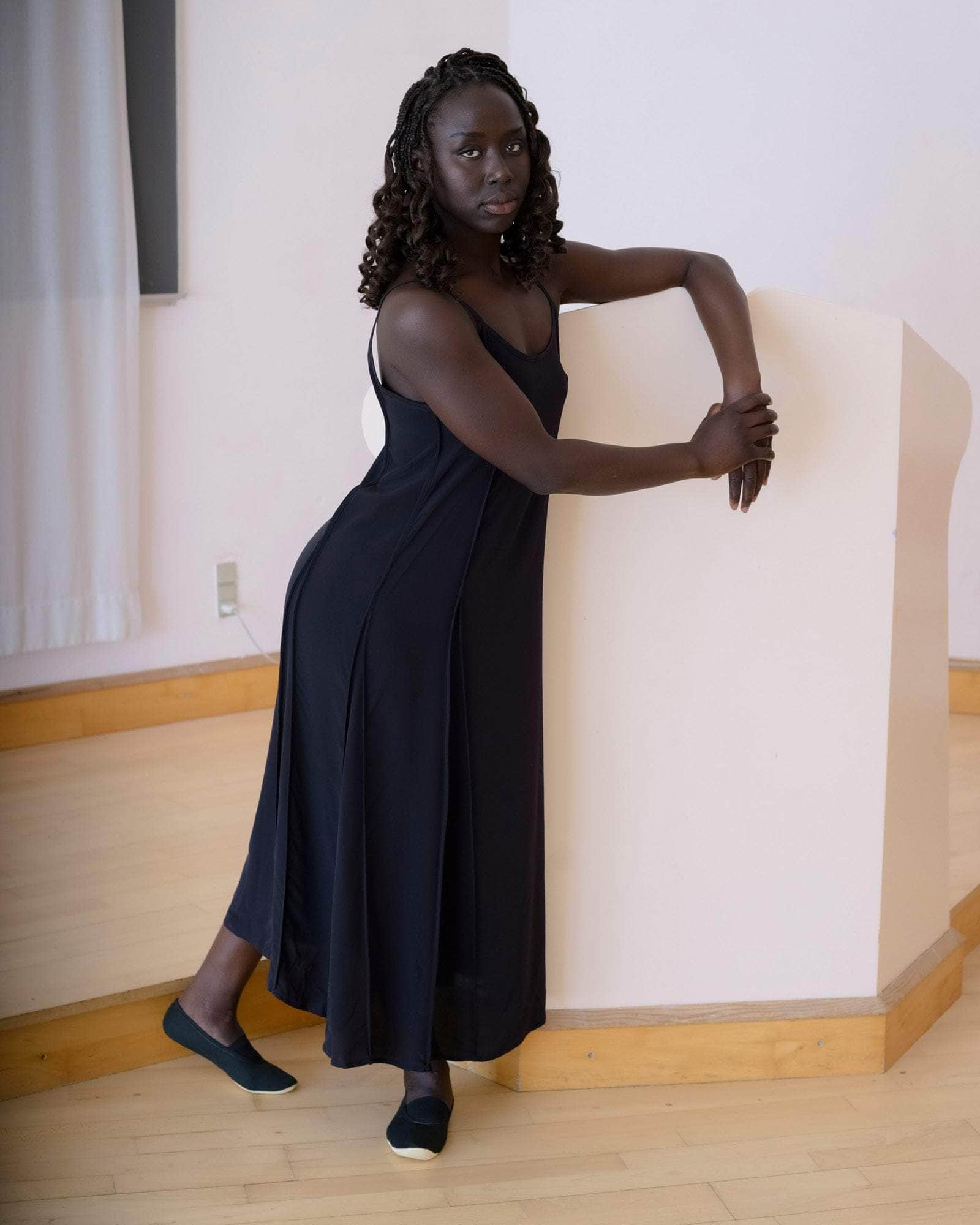 baserange silk dress Baserange Wild Silk Apron Dress in Black | Wild Silk | Baserange, Black / M