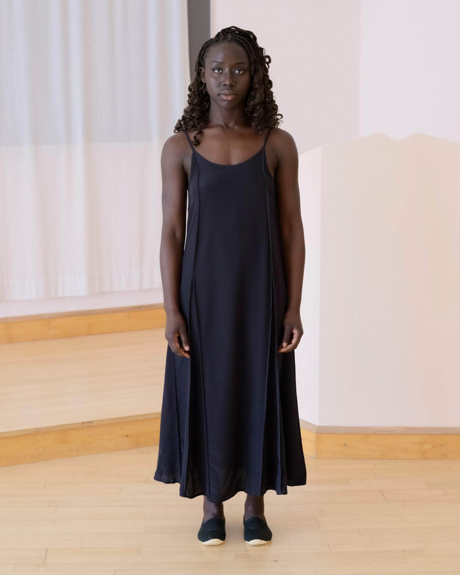 トップス Baserange clavo dress XS Baserange Clavo Dress in Blue Black | NONNA