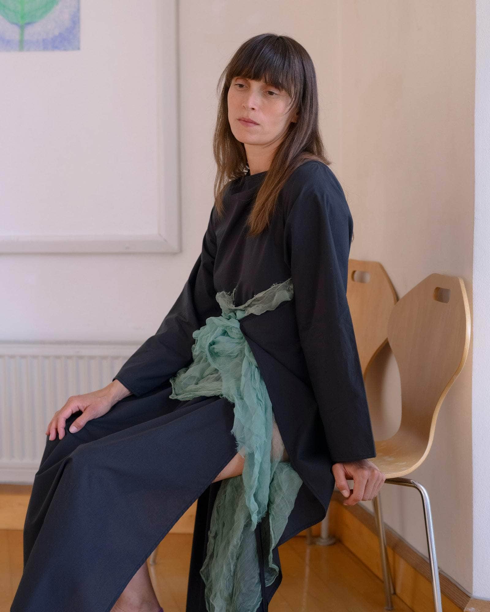 BASERANGE WOVEN DECTI LONG SLEEVE DRESS