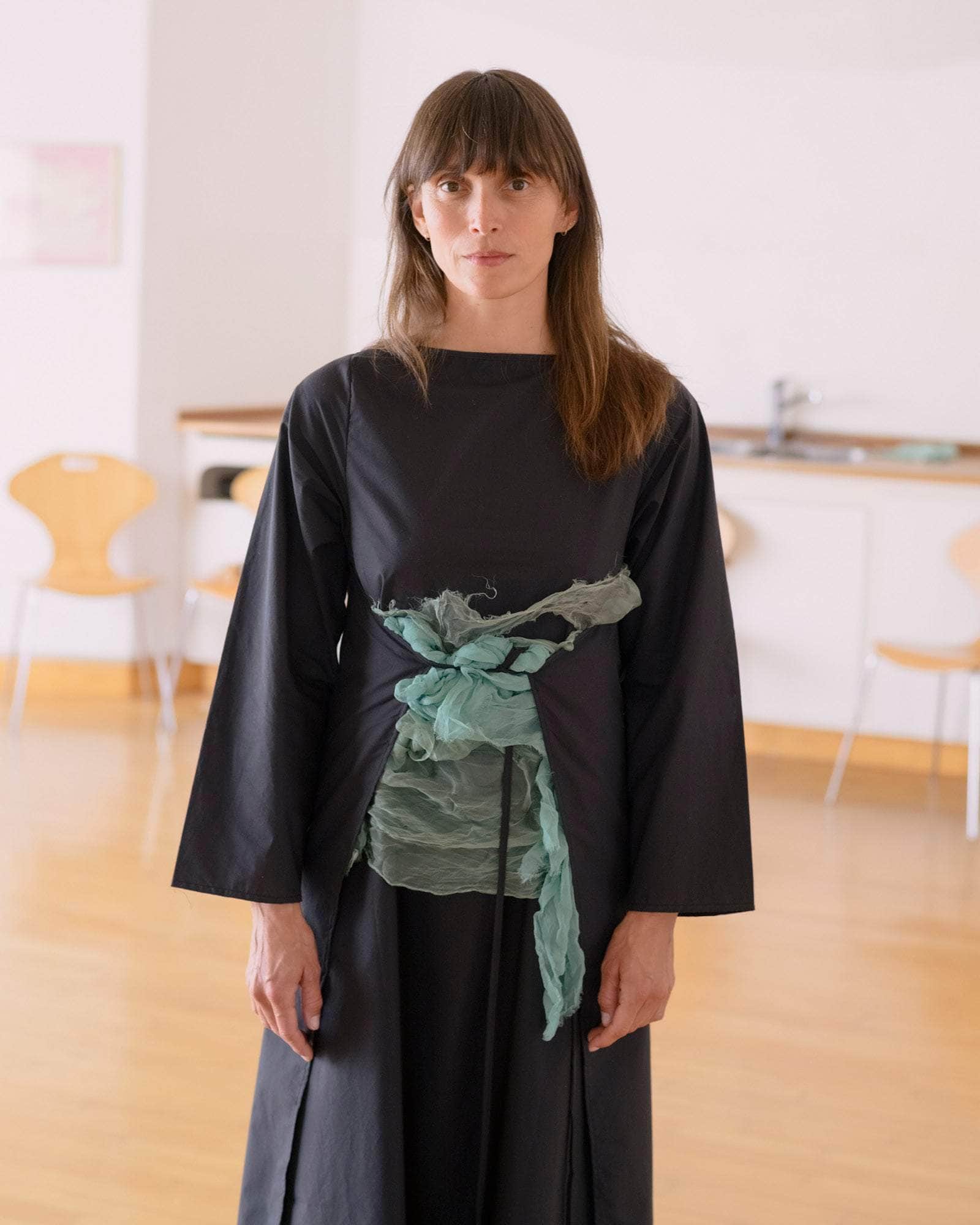 BASERANGE WOVEN DECTI LONG SLEEVE DRESS