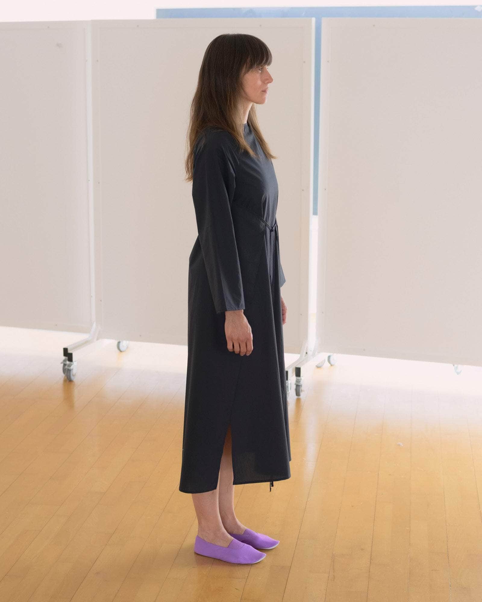 BASERANGE WOVEN DECTI LONG SLEEVE DRESS