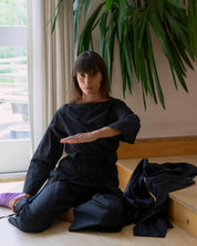 BASERANGE WOVEN DECTI LONG SLEEVE TOP