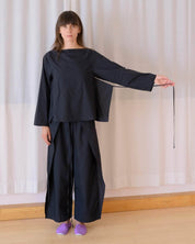 BASERANGE WOVEN DECTI LONG SLEEVE TOP