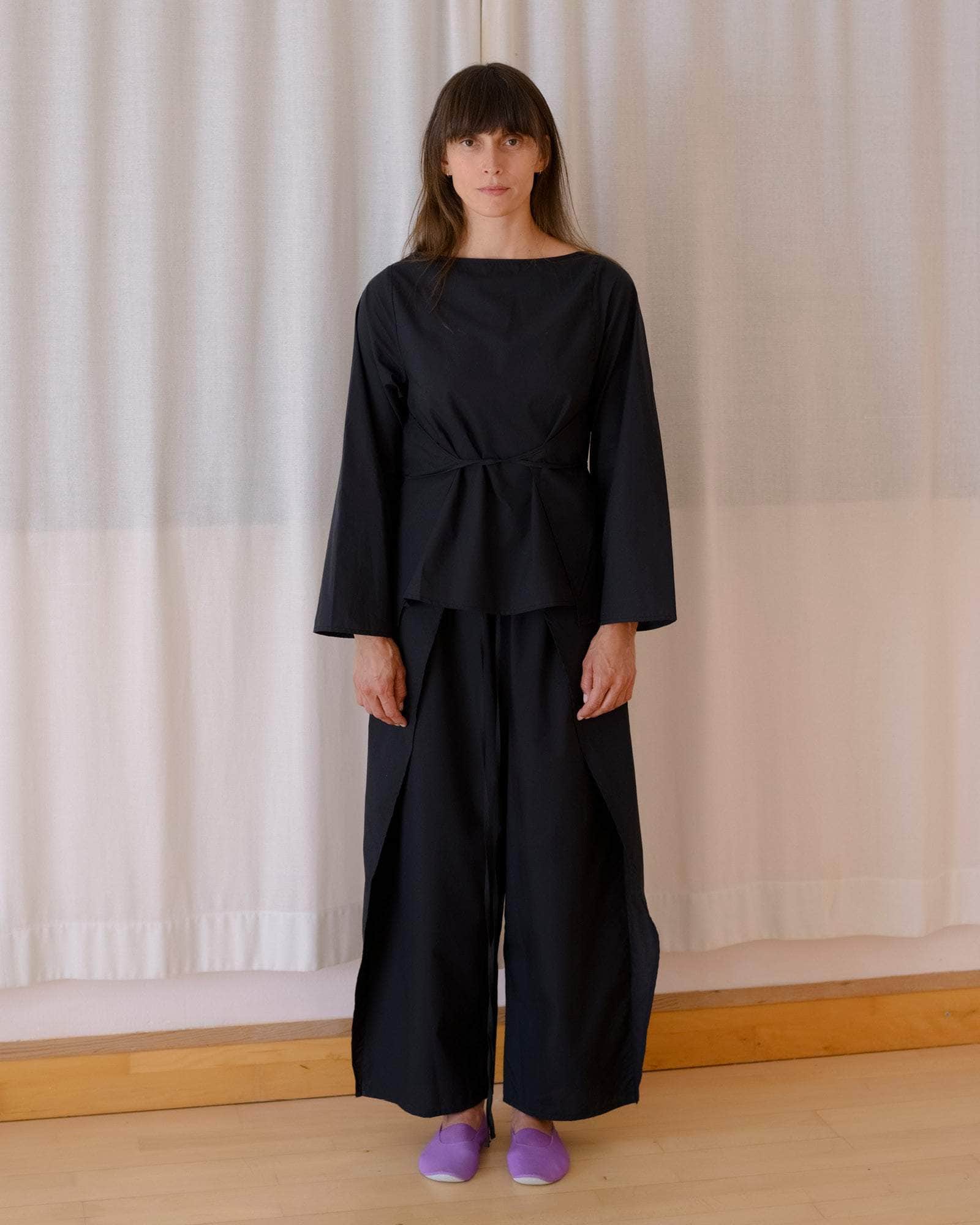 BASERANGE WOVEN DECTI LONG SLEEVE TOP