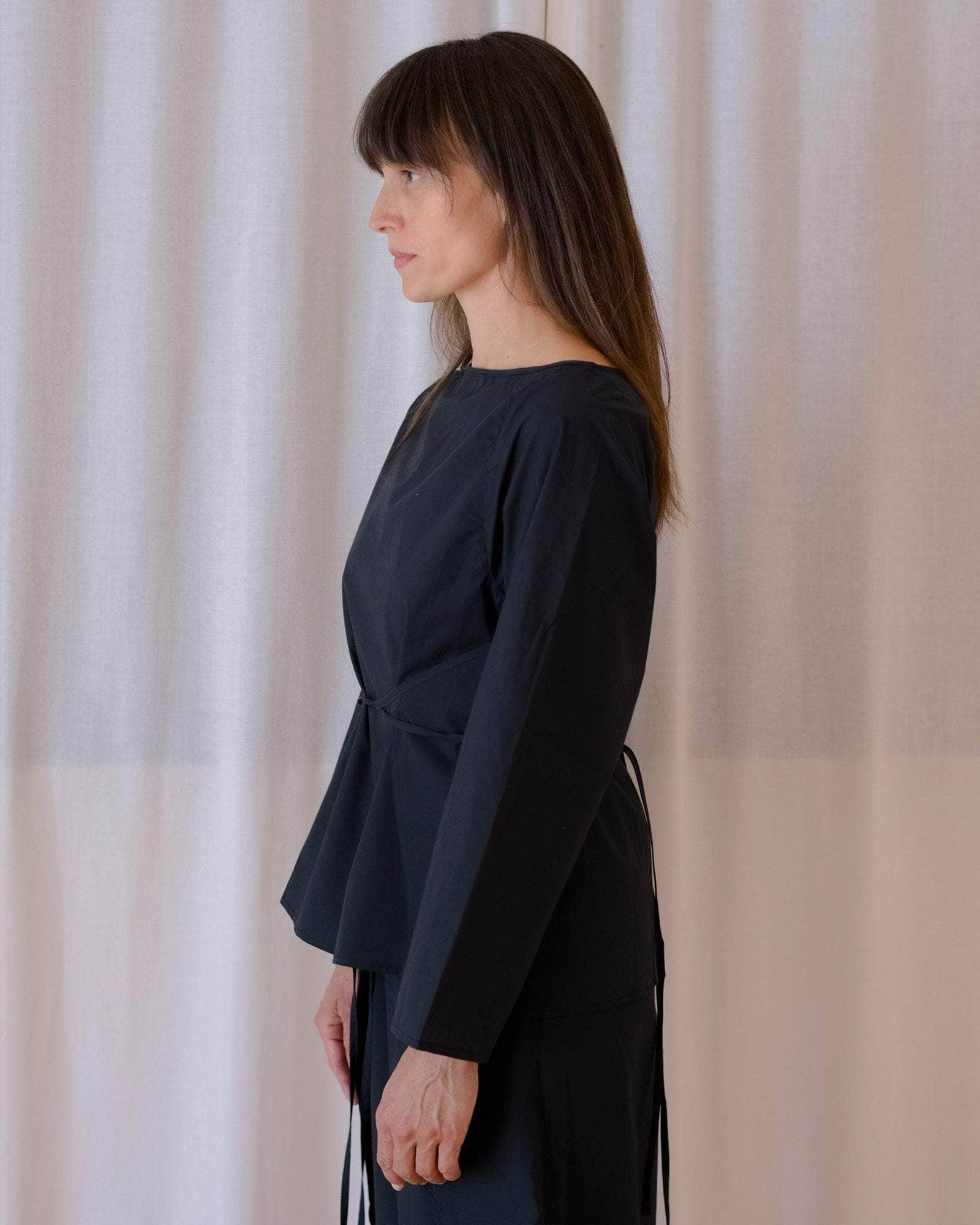 BASERANGE WOVEN DECTI LONG SLEEVE TOP