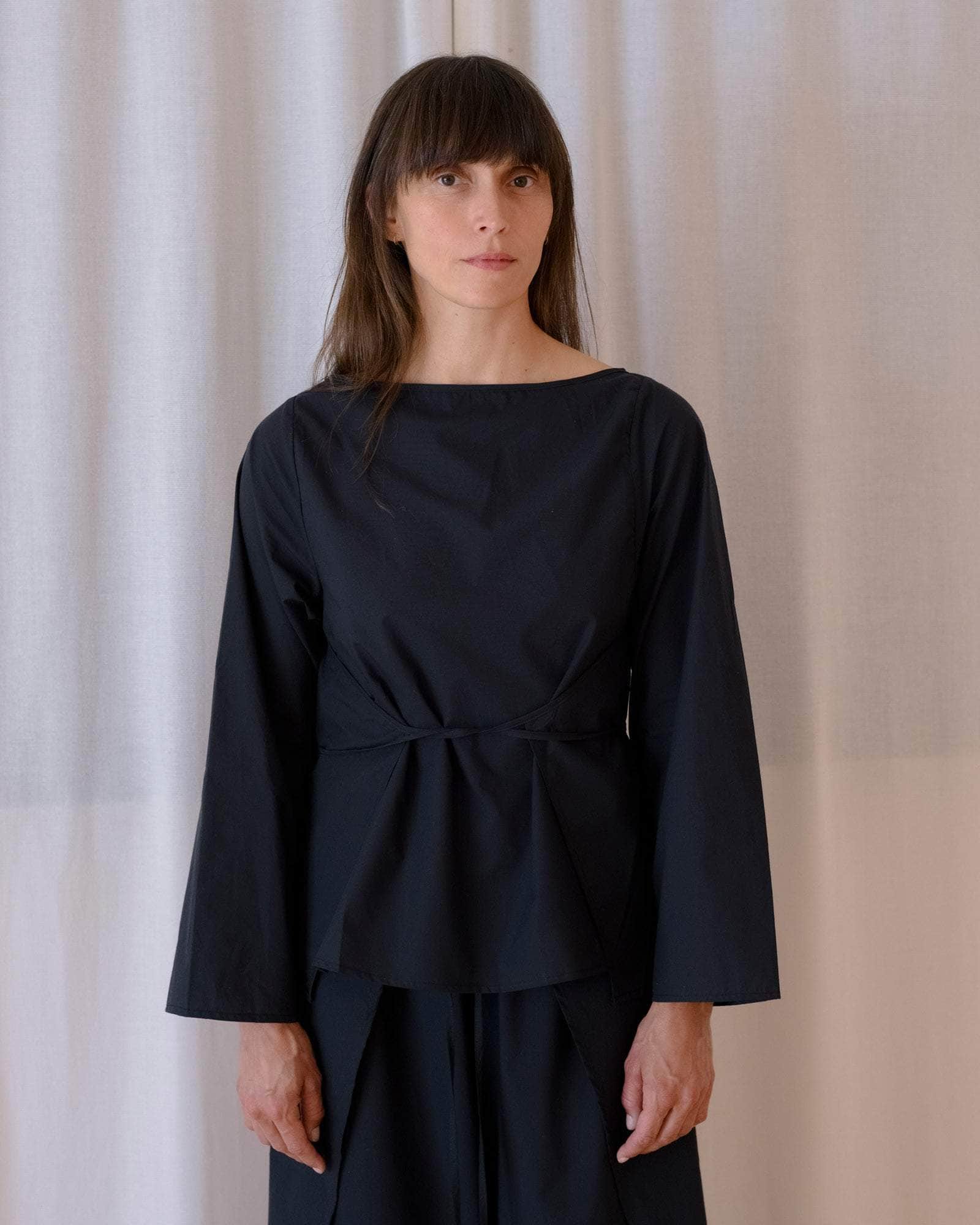 BASERANGE WOVEN DECTI LONG SLEEVE TOP