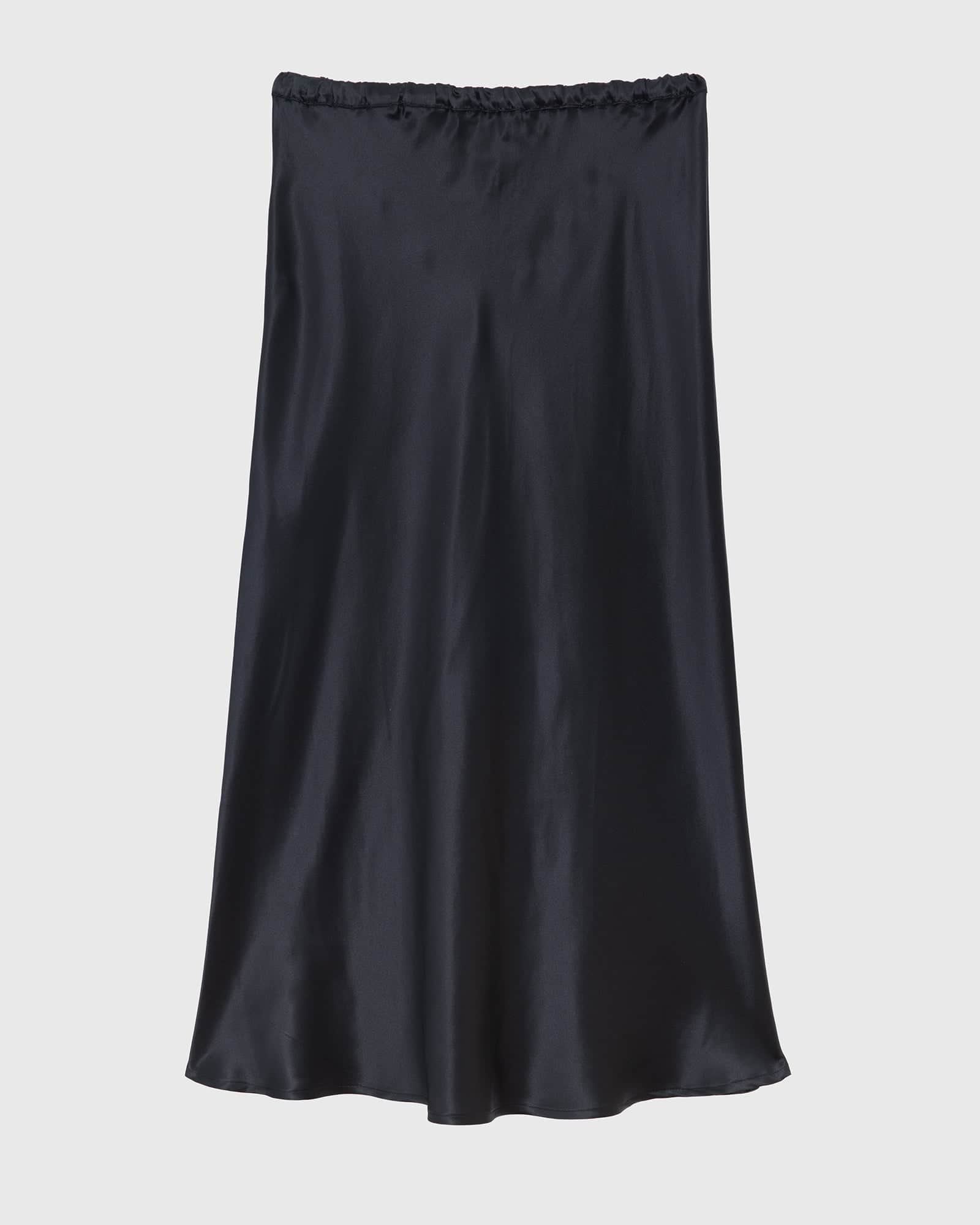 Dydine Midi Skirt in Black | Silk satin | Baserange