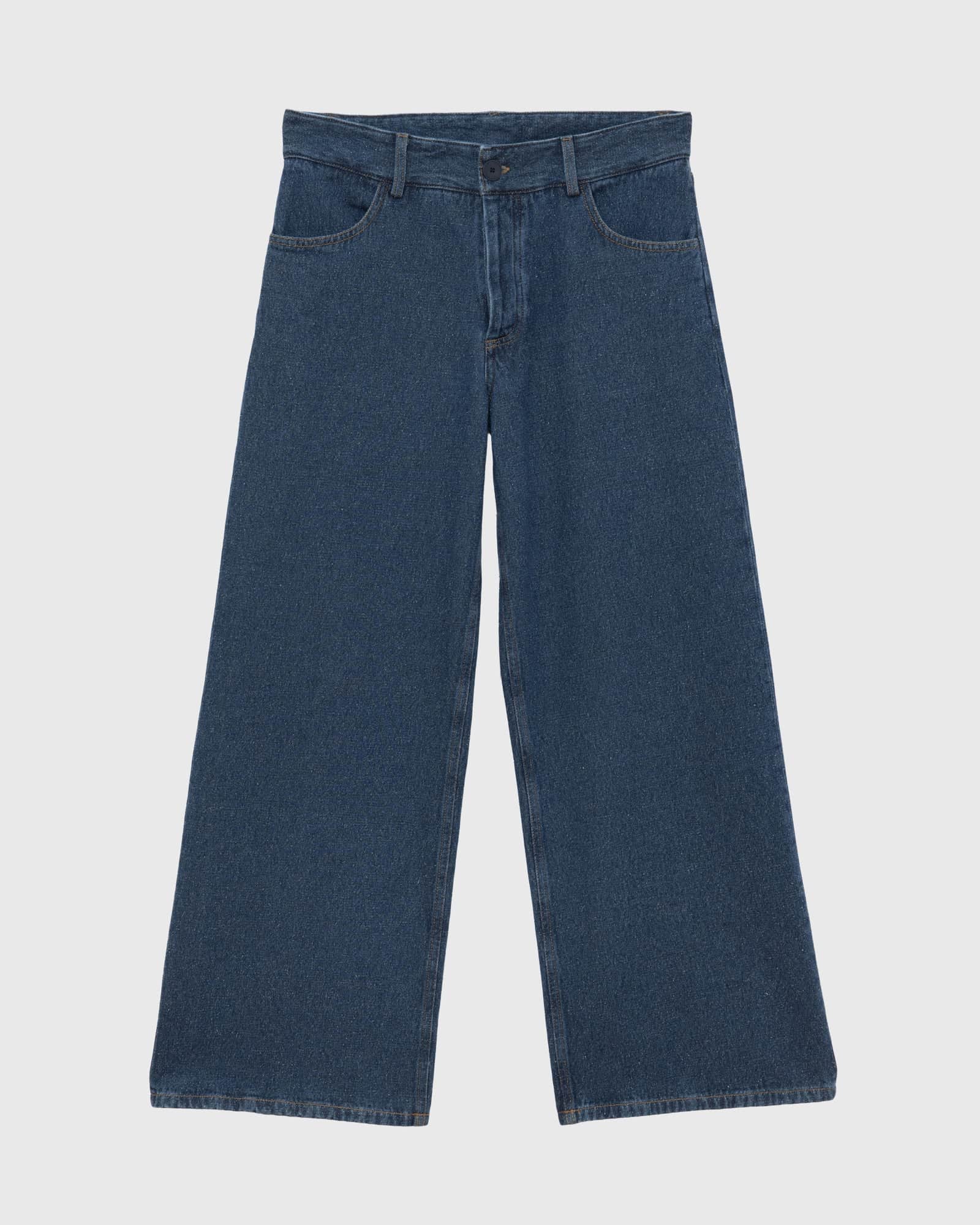 Grass Pants in Indigo blue wash | Silk cotton denim | Baserange
