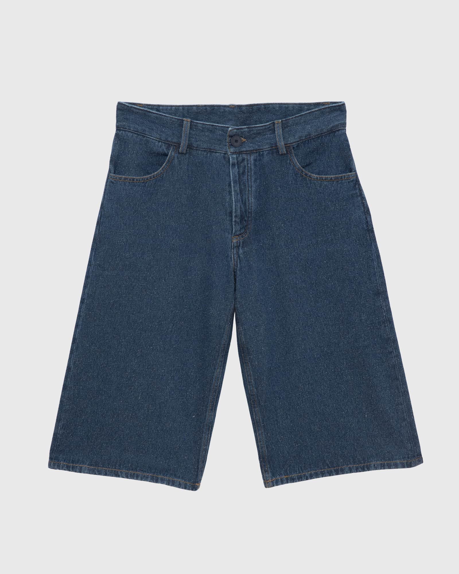 Grass Shorts in Indigo blue wash | Silk cotton denim | Baserange