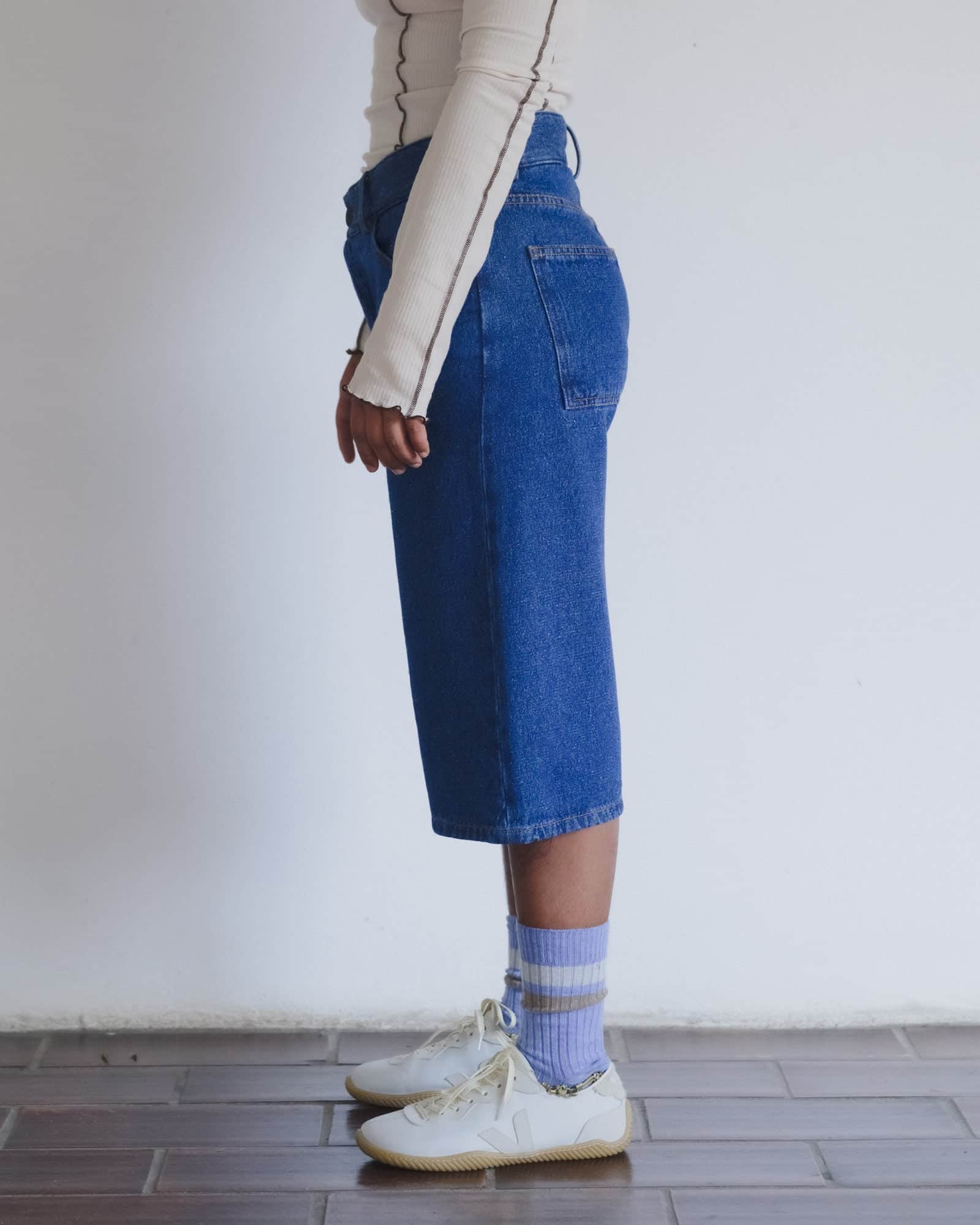 グラスショーツ in Indigo blue wash | シルクコットンデニム | Baserange