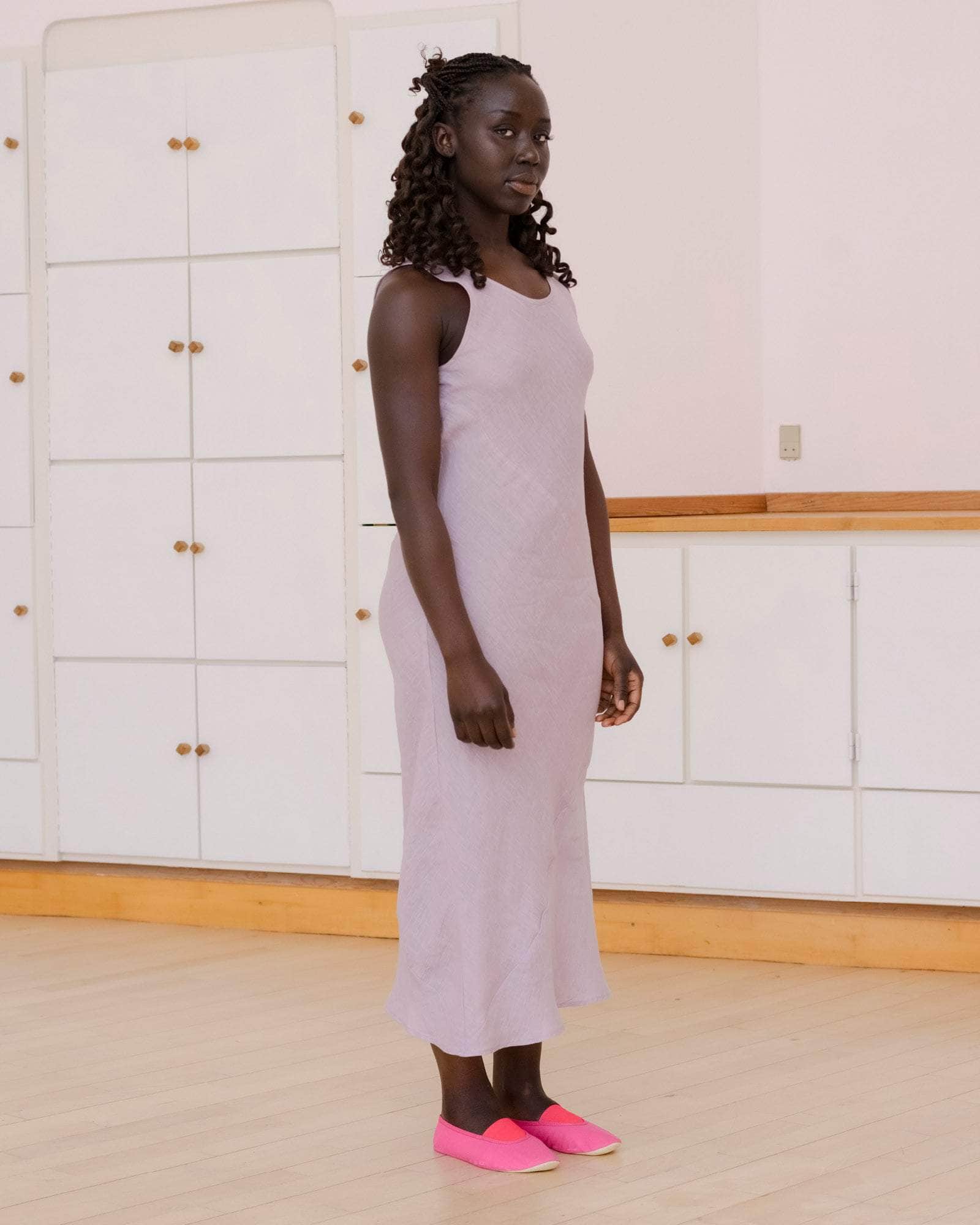 Larva Dress in Mori purple | Fine linen | Baserange Larva Dress in Mori purple | Fine linen | Baserange