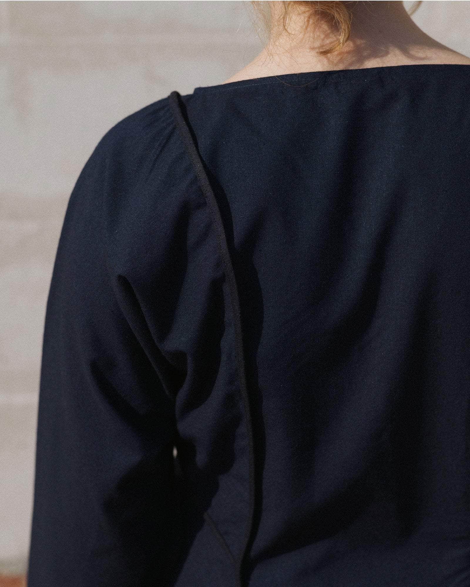 Nika Top in Dama navy | Wild silk & wool | Baserange