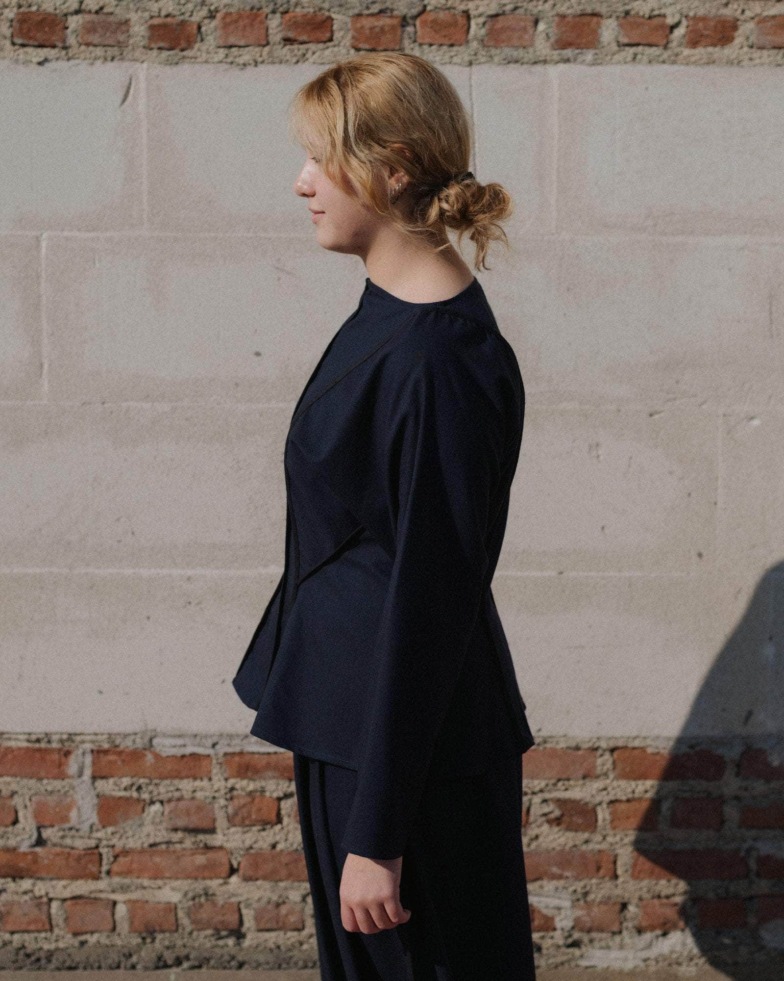 Nika Top in Dama navy | Wild silk & wool | Baserange