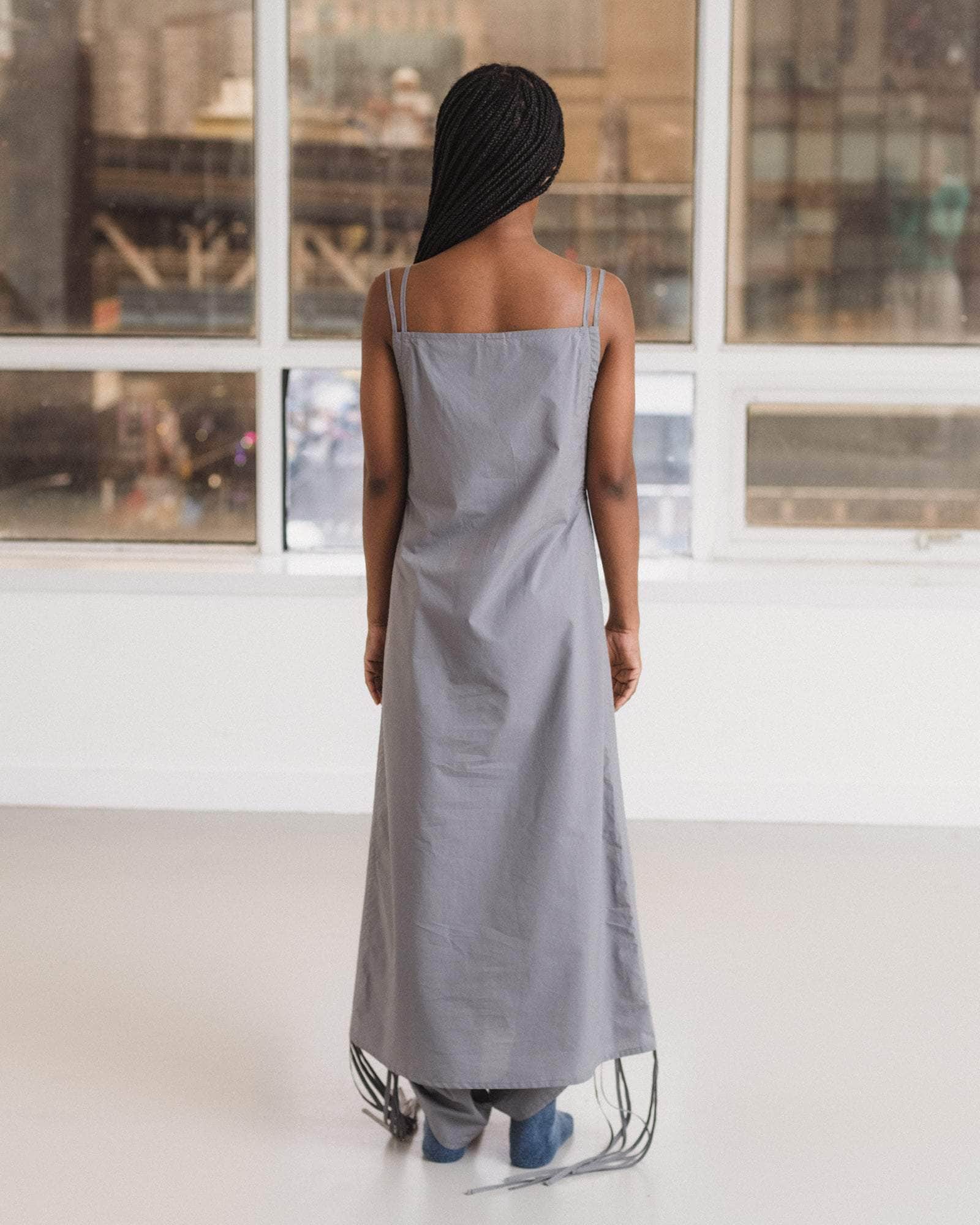 Shok Slip ドレス in Black / brown | クリンクルリネン | Baserange