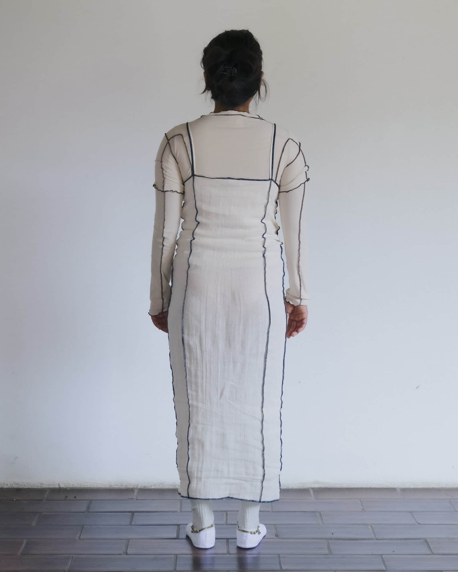 BASERANGE ベースレンジ 25SS SHOK SLIP DRESS - Crinkle Linen コットンリネン キャミソールワンピース XS Bayon Grey 定価21,780円 トップス【新古品】【中古】【BASERANGE】 Shok Square Dress in Assortment | Crinkle linen | en | Baserange