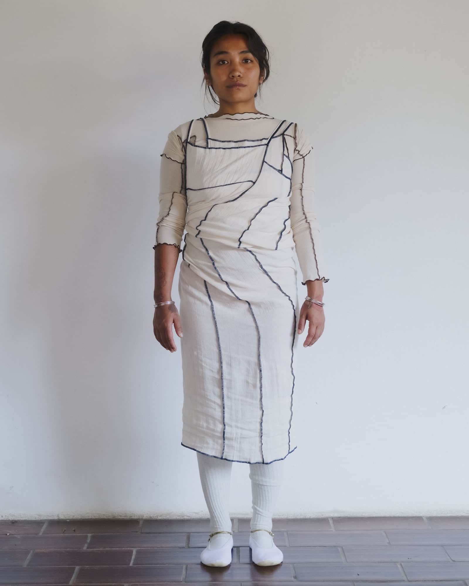 BASERANGE WOVEN SHOK SQUARE DRESS