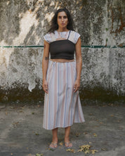 BASERANGE WOVEN STAVE SLEEVELESS DRESS