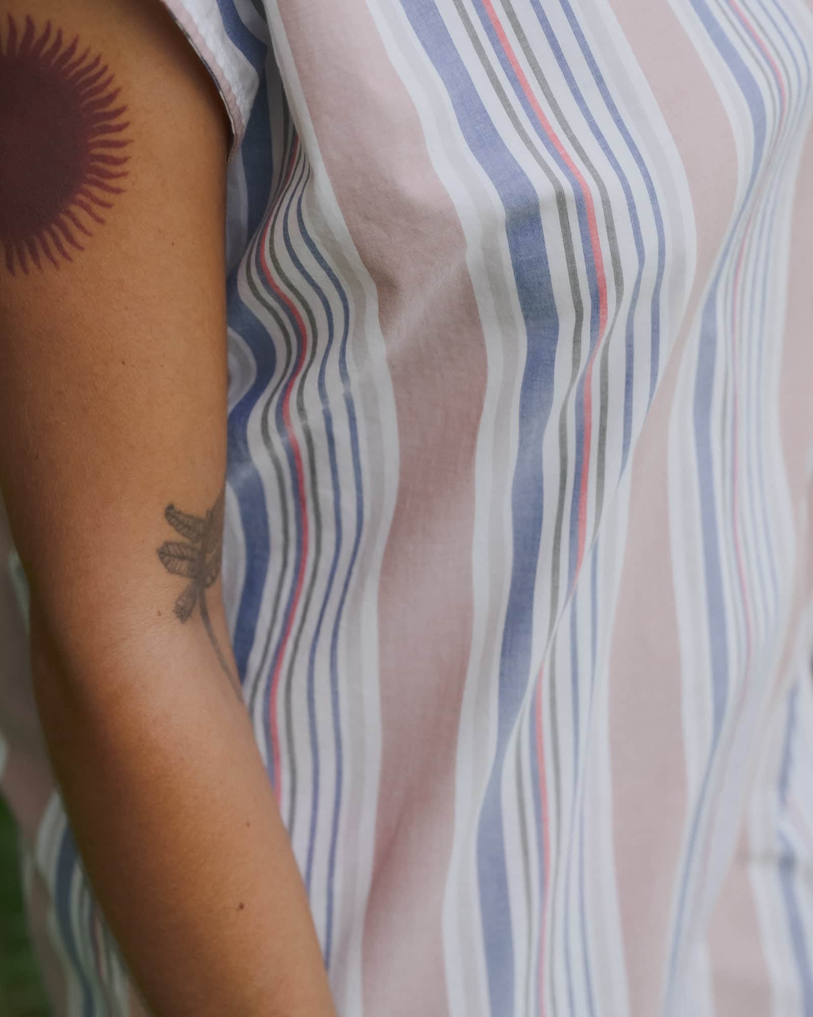 BASERANGE WOVEN STAVE SLEEVELESS DRESS