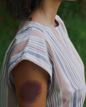 BASERANGE WOVEN STAVE SLEEVELESS DRESS