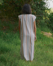 BASERANGE WOVEN STAVE SLEEVELESS DRESS