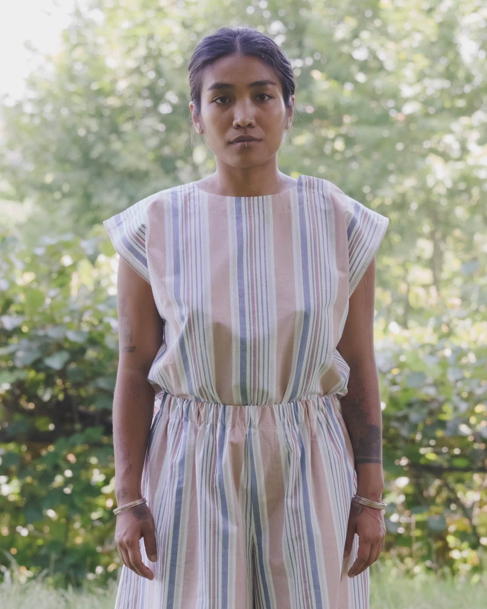 BASERANGE WOVEN STAVE SLEEVELESS TOP