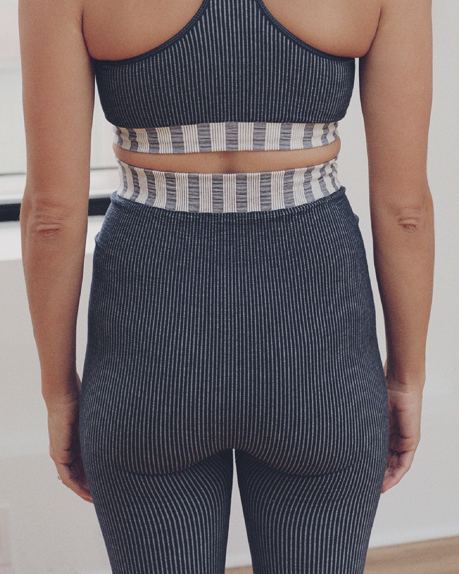 Oleta ストライプレギンス in Navy stripe | オーガニックコットン